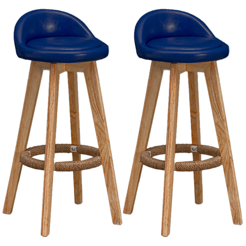 Natural Wood Upholstered Counter Stools Scandinavian Low Back Bar Stools Navy Blue 2 Piece Set Clearhalo 'Bar Furniture' 'Bar Stools' 'bar_stools' 'furn' 'furn_bar_stools' 'furniture_bar_stools' 'Kitchen & Dining Furniture' 'kitchen&dining_furn' 'kitchen' 'kitchen_furn' Furniture' 4392600