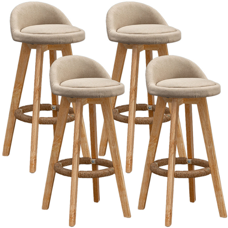 Natural Wood Upholstered Counter Stools Scandinavian Low Back Bar Stools Beige 4 Piece Set Clearhalo 'Bar Furniture' 'Bar Stools' 'bar_stools' 'furn' 'furn_bar_stools' 'furniture_bar_stools' 'Kitchen & Dining Furniture' 'kitchen&dining_furn' 'kitchen' 'kitchen_furn' Furniture' 4392601