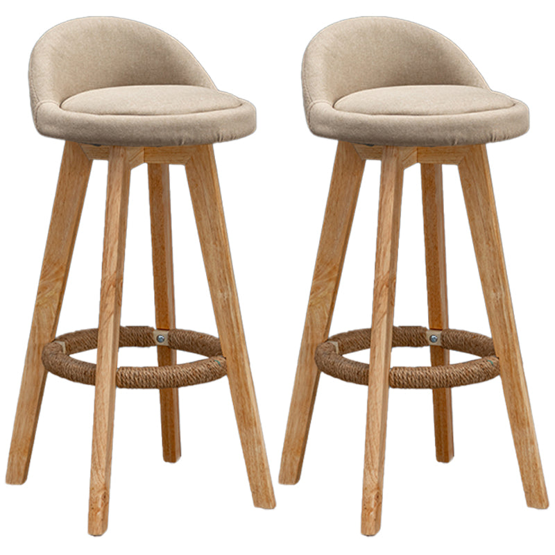 Natural Wood Upholstered Counter Stools Scandinavian Low Back Bar Stools Beige 2 Piece Set Clearhalo 'Bar Furniture' 'Bar Stools' 'bar_stools' 'furn' 'furn_bar_stools' 'furniture_bar_stools' 'Kitchen & Dining Furniture' 'kitchen&dining_furn' 'kitchen' 'kitchen_furn' Furniture' 4392603