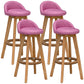 Natural Wood Upholstered Counter Stools Scandinavian Low Back Bar Stools Pink 4 Piece Set Clearhalo 'Bar Furniture' 'Bar Stools' 'bar_stools' 'furn' 'furn_bar_stools' 'furniture_bar_stools' 'Kitchen & Dining Furniture' 'kitchen&dining_furn' 'kitchen' 'kitchen_furn' Furniture' 4392604