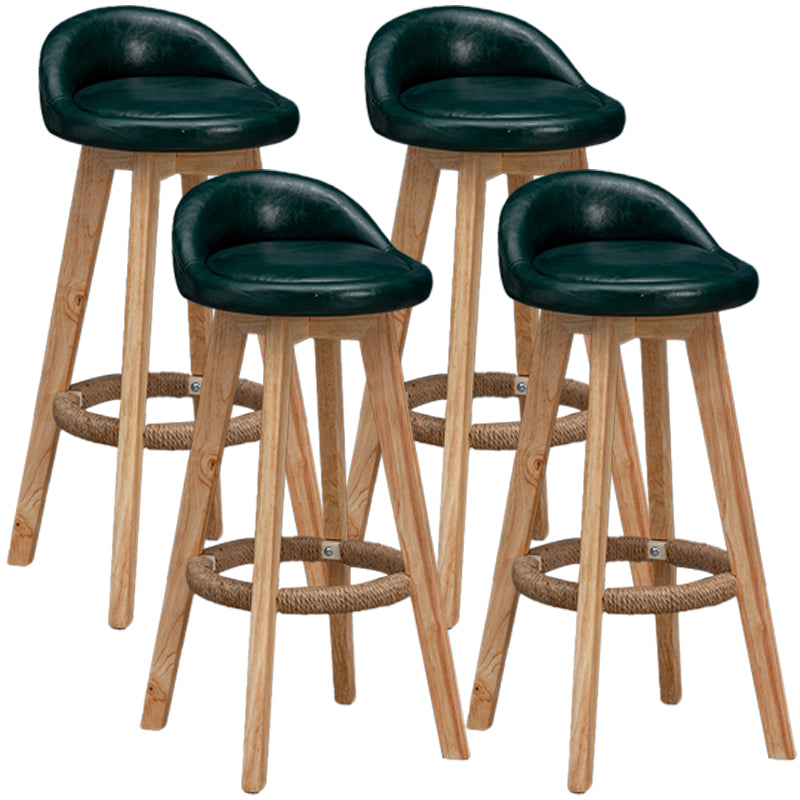 Natural Wood Upholstered Counter Stools Scandinavian Low Back Bar Stools Blackish Green 4 Piece Set Clearhalo 'Bar Furniture' 'Bar Stools' 'bar_stools' 'furn' 'furn_bar_stools' 'furniture_bar_stools' 'Kitchen & Dining Furniture' 'kitchen&dining_furn' 'kitchen' 'kitchen_furn' Furniture' 4392607