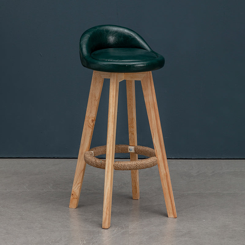 Natural Wood Upholstered Counter Stools Scandinavian Low Back Bar Stools Blackish Green 1 Piece Clearhalo 'Bar Furniture' 'Bar Stools' 'bar_stools' 'furn' 'furn_bar_stools' 'furniture_bar_stools' 'Kitchen & Dining Furniture' 'kitchen&dining_furn' 'kitchen' 'kitchen_furn' Furniture' 4392608