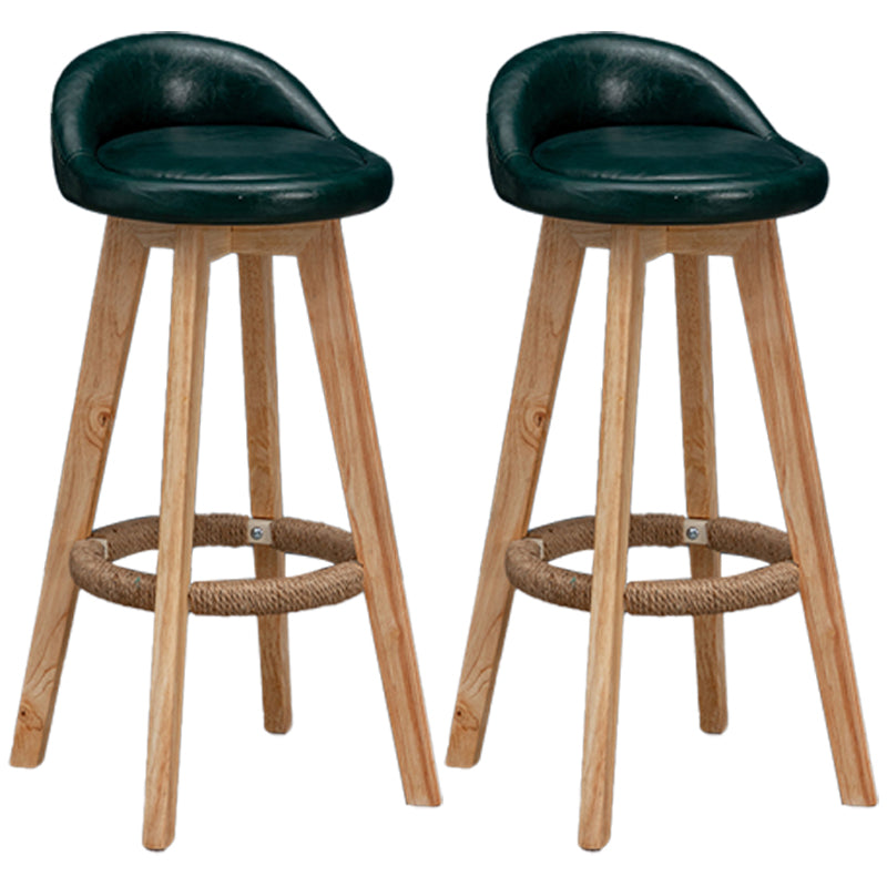 Natural Wood Upholstered Counter Stools Scandinavian Low Back Bar Stools Blackish Green 2 Piece Set Clearhalo 'Bar Furniture' 'Bar Stools' 'bar_stools' 'furn' 'furn_bar_stools' 'furniture_bar_stools' 'Kitchen & Dining Furniture' 'kitchen&dining_furn' 'kitchen' 'kitchen_furn' Furniture' 4392609