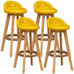 Natural Wood Upholstered Counter Stools Scandinavian Low Back Bar Stools Yellow 4 Piece Set Clearhalo 'Bar Furniture' 'Bar Stools' 'bar_stools' 'furn' 'furn_bar_stools' 'furniture_bar_stools' 'Kitchen & Dining Furniture' 'kitchen&dining_furn' 'kitchen' 'kitchen_furn' Furniture' 4392610