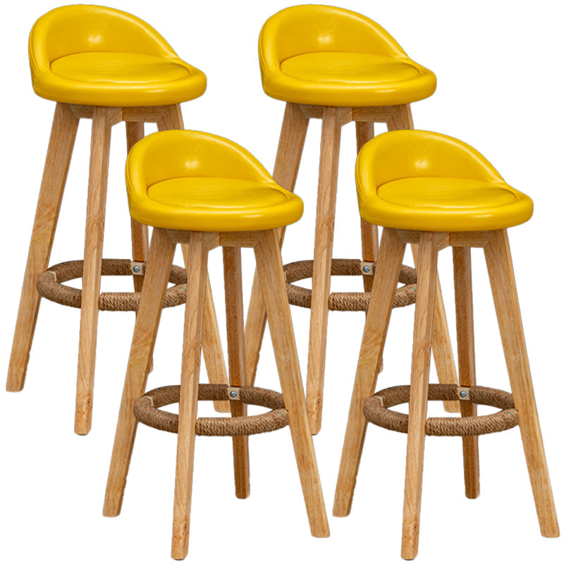 Natural Wood Upholstered Counter Stools Scandinavian Low Back Bar Stools Yellow 4 Piece Set Clearhalo 'Bar Furniture' 'Bar Stools' 'bar_stools' 'furn' 'furn_bar_stools' 'furniture_bar_stools' 'Kitchen & Dining Furniture' 'kitchen&dining_furn' 'kitchen' 'kitchen_furn' Furniture' 4392610