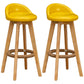 Natural Wood Upholstered Counter Stools Scandinavian Low Back Bar Stools Yellow 2 Piece Set Clearhalo 'Bar Furniture' 'Bar Stools' 'bar_stools' 'furn' 'furn_bar_stools' 'furniture_bar_stools' 'Kitchen & Dining Furniture' 'kitchen&dining_furn' 'kitchen' 'kitchen_furn' Furniture' 4392612