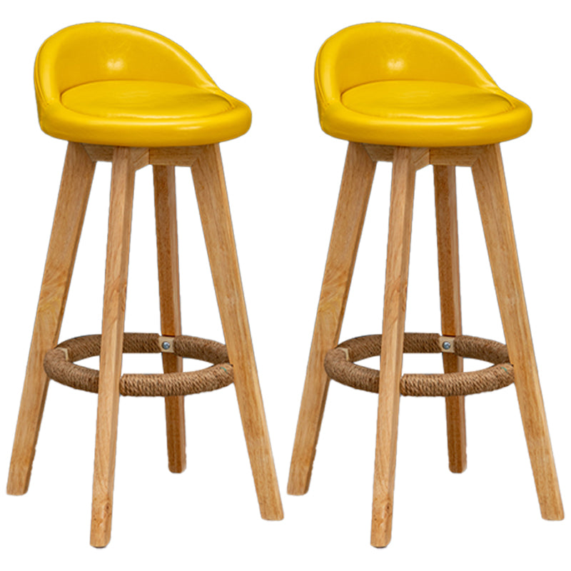 Natural Wood Upholstered Counter Stools Scandinavian Low Back Bar Stools Yellow 2 Piece Set Clearhalo 'Bar Furniture' 'Bar Stools' 'bar_stools' 'furn' 'furn_bar_stools' 'furniture_bar_stools' 'Kitchen & Dining Furniture' 'kitchen&dining_furn' 'kitchen' 'kitchen_furn' Furniture' 4392612