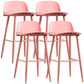Scandinavian Plastic Counter Stools Low Back Indoor Bar Stools with Metal Footrest Pink 4 Piece Set Clearhalo 'Bar Furniture' 'Bar Stools' 'bar_stools' 'furn' 'furn_bar_stools' 'furniture_bar_stools' 'Kitchen & Dining Furniture' 'kitchen&dining_furn' 'kitchen' 'kitchen_furn' Furniture' 4392615