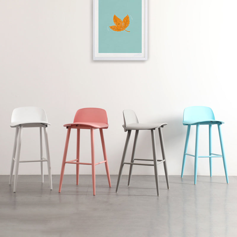 Scandinavian Plastic Counter Stools Low Back Indoor Bar Stools with Metal Footrest Clearhalo 'Bar Furniture' 'Bar Stools' 'bar_stools' 'furn' 'furn_bar_stools' 'furniture_bar_stools' 'Kitchen & Dining Furniture' 'kitchen&dining_furn' 'kitchen' 'kitchen_furn' Furniture' 4392618