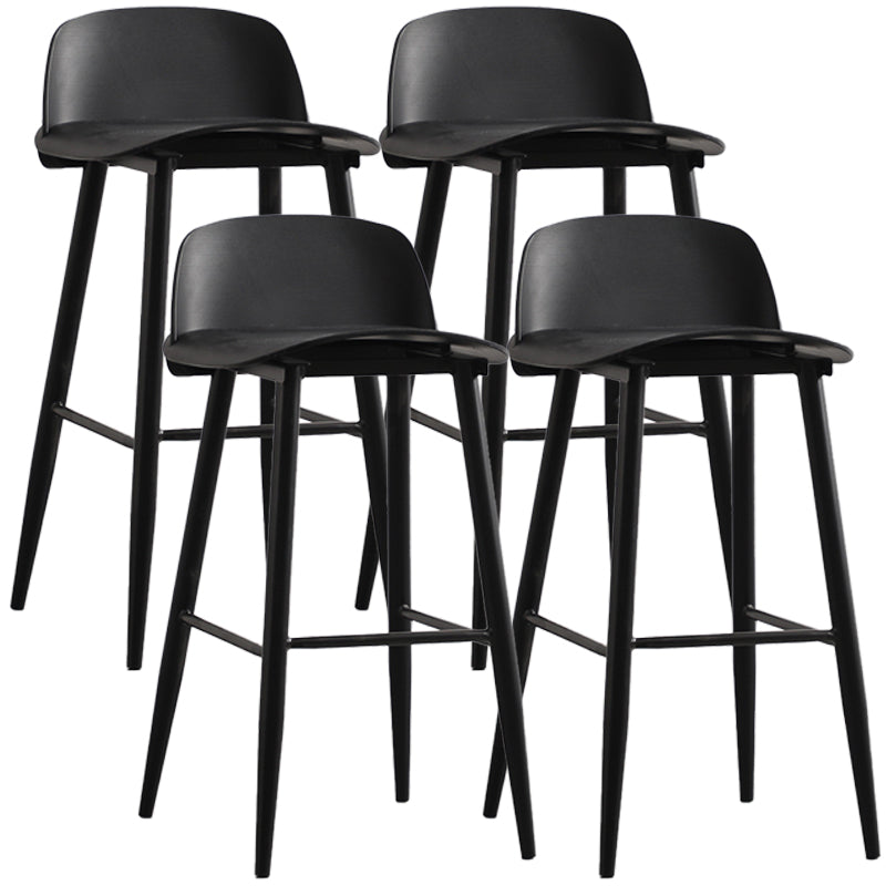 Scandinavian Plastic Counter Stools Low Back Indoor Bar Stools with Metal Footrest Black 4 Piece Set Clearhalo 'Bar Furniture' 'Bar Stools' 'bar_stools' 'furn' 'furn_bar_stools' 'furniture_bar_stools' 'Kitchen & Dining Furniture' 'kitchen&dining_furn' 'kitchen' 'kitchen_furn' Furniture' 4392621