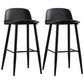 Scandinavian Plastic Counter Stools Low Back Indoor Bar Stools with Metal Footrest Black 2 Piece Set Clearhalo 'Bar Furniture' 'Bar Stools' 'bar_stools' 'furn' 'furn_bar_stools' 'furniture_bar_stools' 'Kitchen & Dining Furniture' 'kitchen&dining_furn' 'kitchen' 'kitchen_furn' Furniture' 4392624