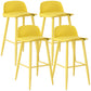 Scandinavian Plastic Counter Stools Low Back Indoor Bar Stools with Metal Footrest Yellow 4 Piece Set Clearhalo 'Bar Furniture' 'Bar Stools' 'bar_stools' 'furn' 'furn_bar_stools' 'furniture_bar_stools' 'Kitchen & Dining Furniture' 'kitchen&dining_furn' 'kitchen' 'kitchen_furn' Furniture' 4392626