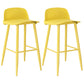 Scandinavian Plastic Counter Stools Low Back Indoor Bar Stools with Metal Footrest Yellow 2 Piece Set Clearhalo 'Bar Furniture' 'Bar Stools' 'bar_stools' 'furn' 'furn_bar_stools' 'furniture_bar_stools' 'Kitchen & Dining Furniture' 'kitchen&dining_furn' 'kitchen' 'kitchen_furn' Furniture' 4392628
