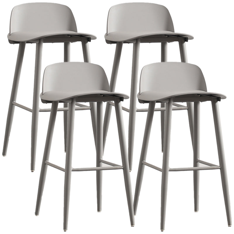 Scandinavian Plastic Counter Stools Low Back Indoor Bar Stools with Metal Footrest Grey 4 Piece Set Clearhalo 'Bar Furniture' 'Bar Stools' 'bar_stools' 'furn' 'furn_bar_stools' 'furniture_bar_stools' 'Kitchen & Dining Furniture' 'kitchen&dining_furn' 'kitchen' 'kitchen_furn' Furniture' 4392632