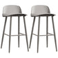 Scandinavian Plastic Counter Stools Low Back Indoor Bar Stools with Metal Footrest Grey 2 Piece Set Clearhalo 'Bar Furniture' 'Bar Stools' 'bar_stools' 'furn' 'furn_bar_stools' 'furniture_bar_stools' 'Kitchen & Dining Furniture' 'kitchen&dining_furn' 'kitchen' 'kitchen_furn' Furniture' 4392634