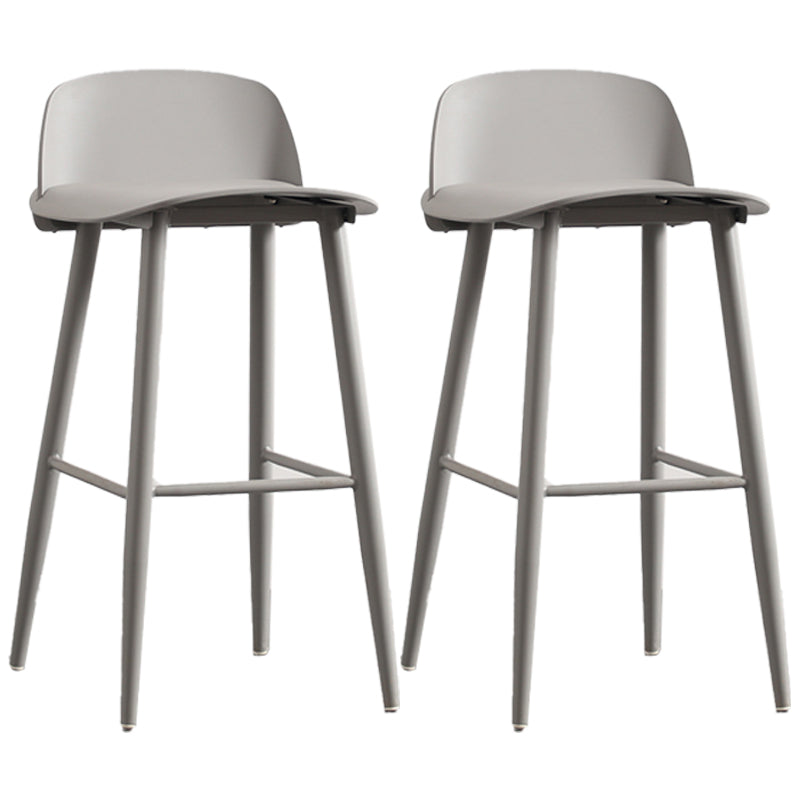 Scandinavian Plastic Counter Stools Low Back Indoor Bar Stools with Metal Footrest Grey 2 Piece Set Clearhalo 'Bar Furniture' 'Bar Stools' 'bar_stools' 'furn' 'furn_bar_stools' 'furniture_bar_stools' 'Kitchen & Dining Furniture' 'kitchen&dining_furn' 'kitchen' 'kitchen_furn' Furniture' 4392634