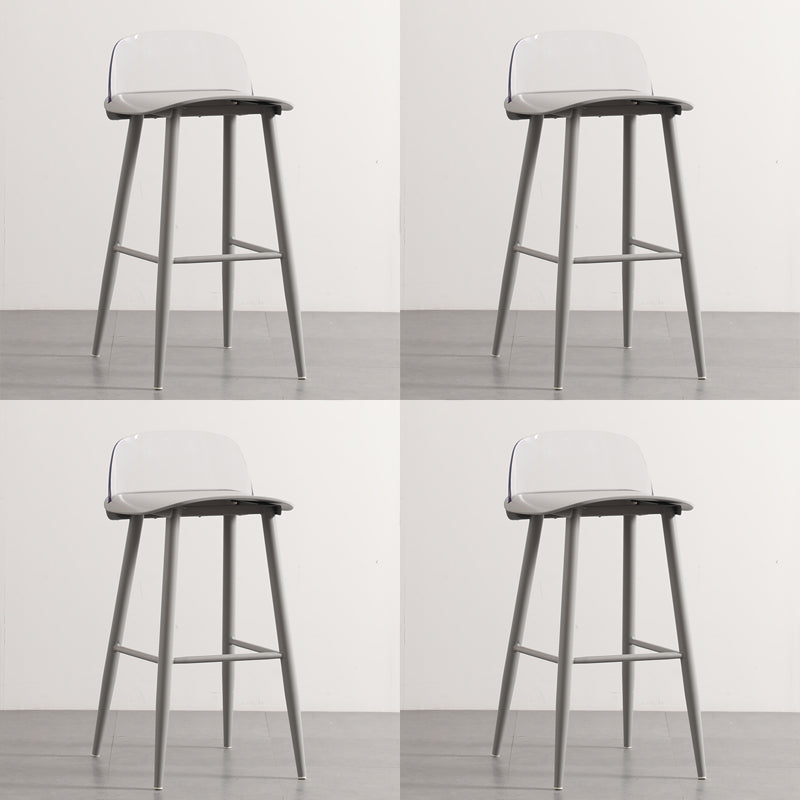 Scandinavian Plastic Counter Stools Low Back Indoor Bar Stools with Metal Footrest Gray-Clear 4 Piece Set Clearhalo 'Bar Furniture' 'Bar Stools' 'bar_stools' 'furn' 'furn_bar_stools' 'furniture_bar_stools' 'Kitchen & Dining Furniture' 'kitchen&dining_furn' 'kitchen' 'kitchen_furn' Furniture' 4392635