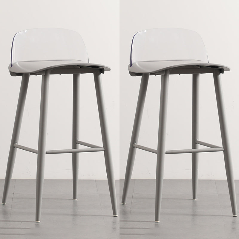 Scandinavian Plastic Counter Stools Low Back Indoor Bar Stools with Metal Footrest Gray-Clear 2 Piece Set Clearhalo 'Bar Furniture' 'Bar Stools' 'bar_stools' 'furn' 'furn_bar_stools' 'furniture_bar_stools' 'Kitchen & Dining Furniture' 'kitchen&dining_furn' 'kitchen' 'kitchen_furn' Furniture' 4392637