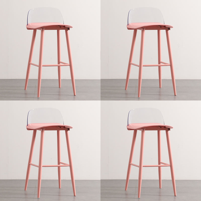 Scandinavian Plastic Counter Stools Low Back Indoor Bar Stools with Metal Footrest Clear 4 Piece Set Clearhalo 'Bar Furniture' 'Bar Stools' 'bar_stools' 'furn' 'furn_bar_stools' 'furniture_bar_stools' 'Kitchen & Dining Furniture' 'kitchen&dining_furn' 'kitchen' 'kitchen_furn' Furniture' 4392638