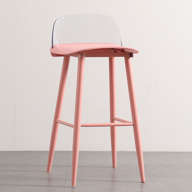Scandinavian Plastic Counter Stools Low Back Indoor Bar Stools with Metal Footrest Clear 1 Piece Clearhalo 'Bar Furniture' 'Bar Stools' 'bar_stools' 'furn' 'furn_bar_stools' 'furniture_bar_stools' 'Kitchen & Dining Furniture' 'kitchen&dining_furn' 'kitchen' 'kitchen_furn' Furniture' 4392639