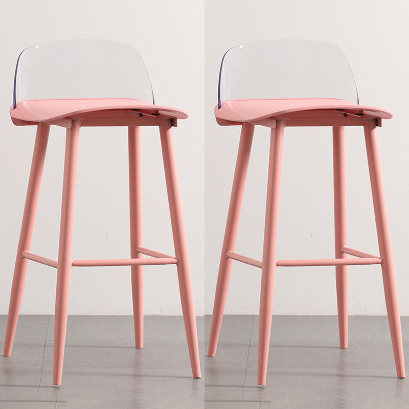 Scandinavian Plastic Counter Stools Low Back Indoor Bar Stools with Metal Footrest Clear 2 Piece Set Clearhalo 'Bar Furniture' 'Bar Stools' 'bar_stools' 'furn' 'furn_bar_stools' 'furniture_bar_stools' 'Kitchen & Dining Furniture' 'kitchen&dining_furn' 'kitchen' 'kitchen_furn' Furniture' 4392640