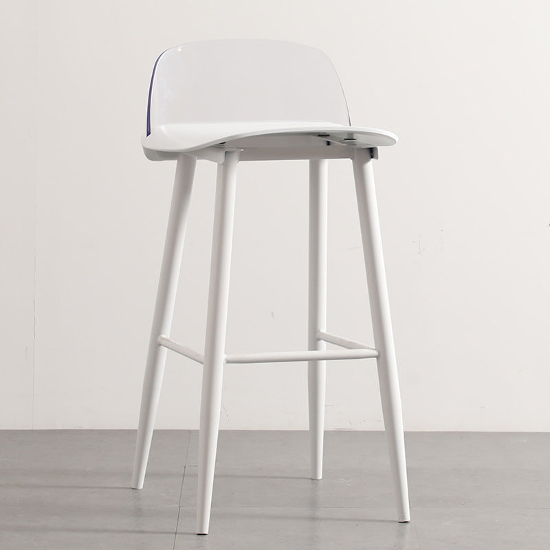 Scandinavian Plastic Counter Stools Low Back Indoor Bar Stools with Metal Footrest White-Clear 1 Piece Clearhalo 'Bar Furniture' 'Bar Stools' 'bar_stools' 'furn' 'furn_bar_stools' 'furniture_bar_stools' 'Kitchen & Dining Furniture' 'kitchen&dining_furn' 'kitchen' 'kitchen_furn' Furniture' 4392642