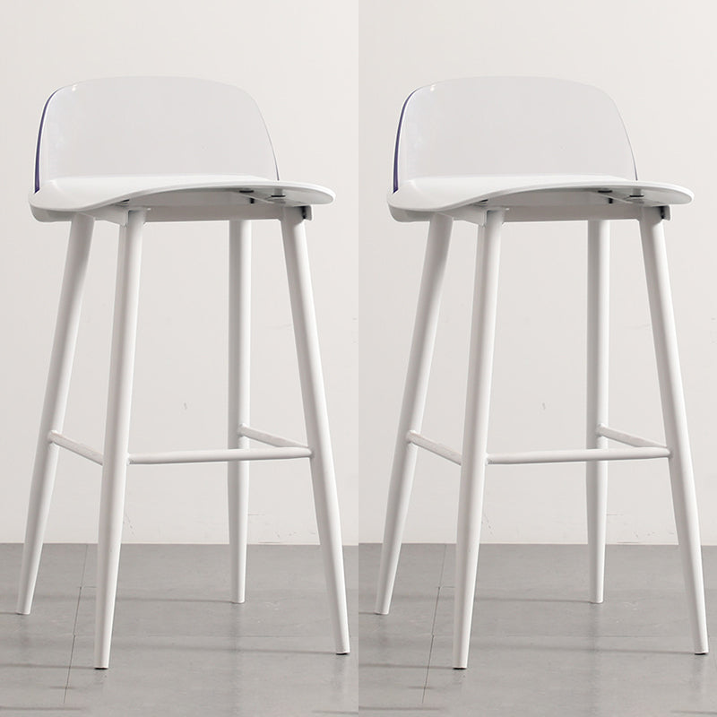 Scandinavian Plastic Counter Stools Low Back Indoor Bar Stools with Metal Footrest White-Clear 2 Piece Set Clearhalo 'Bar Furniture' 'Bar Stools' 'bar_stools' 'furn' 'furn_bar_stools' 'furniture_bar_stools' 'Kitchen & Dining Furniture' 'kitchen&dining_furn' 'kitchen' 'kitchen_furn' Furniture' 4392643