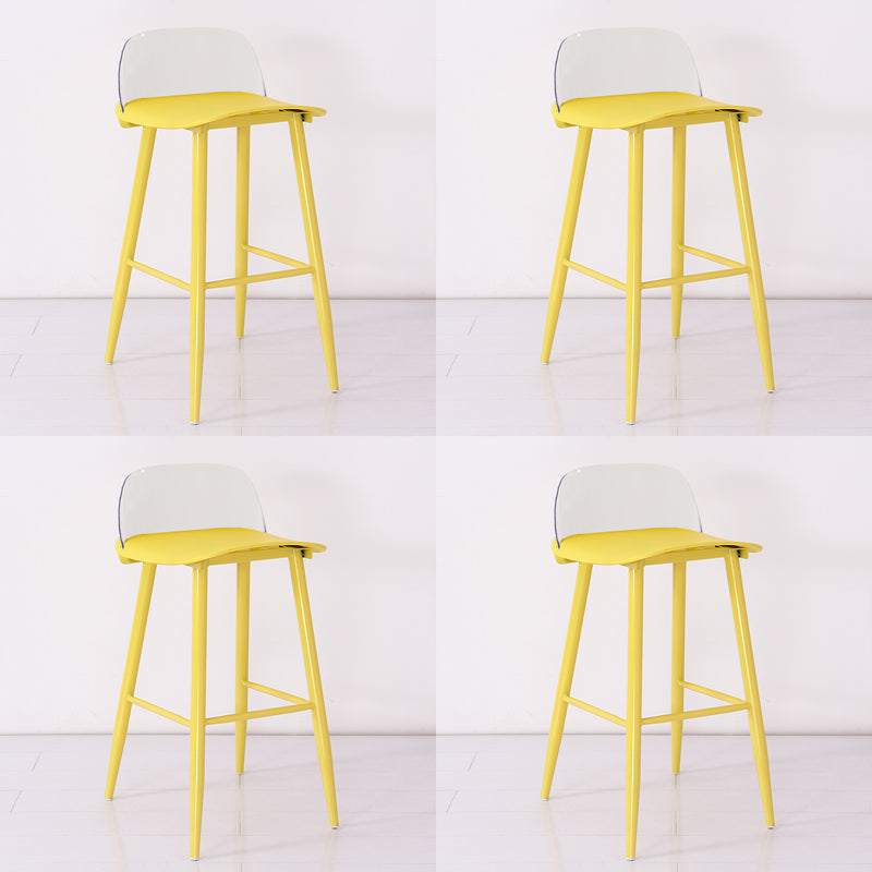 Scandinavian Plastic Counter Stools Low Back Indoor Bar Stools with Metal Footrest Beige-Clear 4 Piece Set Clearhalo 'Bar Furniture' 'Bar Stools' 'bar_stools' 'furn' 'furn_bar_stools' 'furniture_bar_stools' 'Kitchen & Dining Furniture' 'kitchen&dining_furn' 'kitchen' 'kitchen_furn' Furniture' 4392647