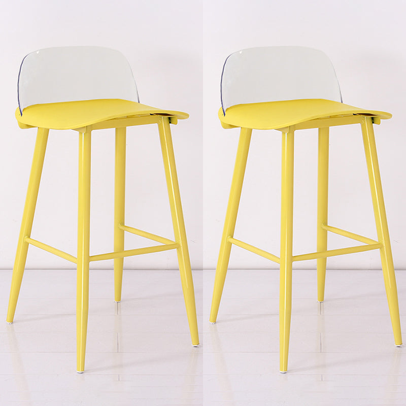 Scandinavian Plastic Counter Stools Low Back Indoor Bar Stools with Metal Footrest Beige-Clear 2 Piece Set Clearhalo 'Bar Furniture' 'Bar Stools' 'bar_stools' 'furn' 'furn_bar_stools' 'furniture_bar_stools' 'Kitchen & Dining Furniture' 'kitchen&dining_furn' 'kitchen' 'kitchen_furn' Furniture' 4392649