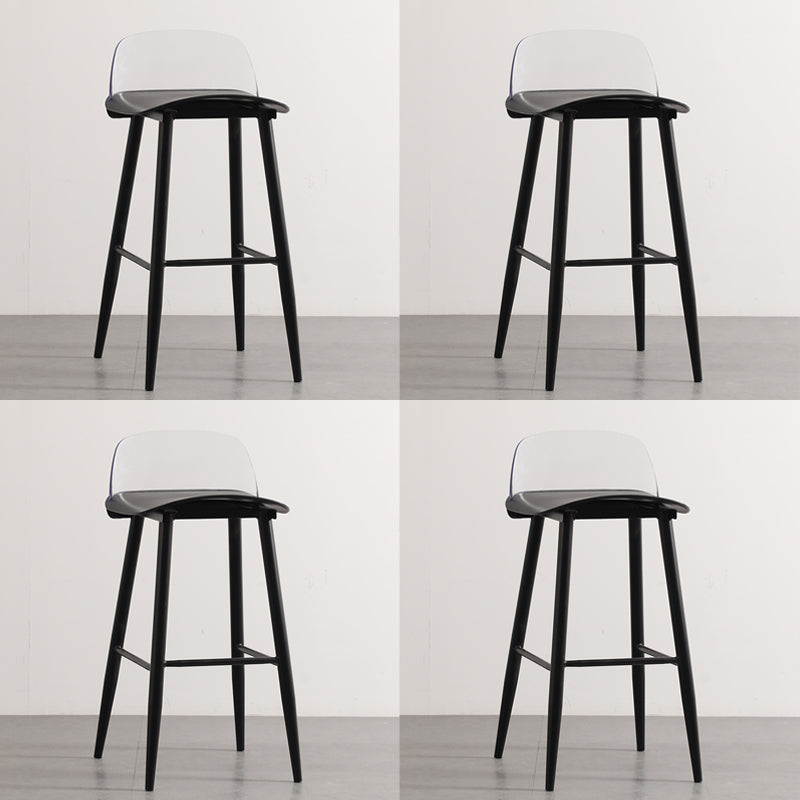 Scandinavian Plastic Counter Stools Low Back Indoor Bar Stools with Metal Footrest Black Clear 4 Piece Set Clearhalo 'Bar Furniture' 'Bar Stools' 'bar_stools' 'furn' 'furn_bar_stools' 'furniture_bar_stools' 'Kitchen & Dining Furniture' 'kitchen&dining_furn' 'kitchen' 'kitchen_furn' Furniture' 4392650