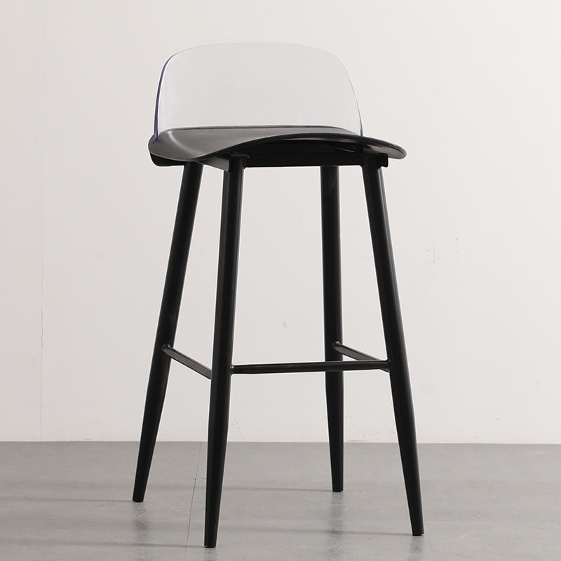 Scandinavian Plastic Counter Stools Low Back Indoor Bar Stools with Metal Footrest Black Clear 1 Piece Clearhalo 'Bar Furniture' 'Bar Stools' 'bar_stools' 'furn' 'furn_bar_stools' 'furniture_bar_stools' 'Kitchen & Dining Furniture' 'kitchen&dining_furn' 'kitchen' 'kitchen_furn' Furniture' 4392651