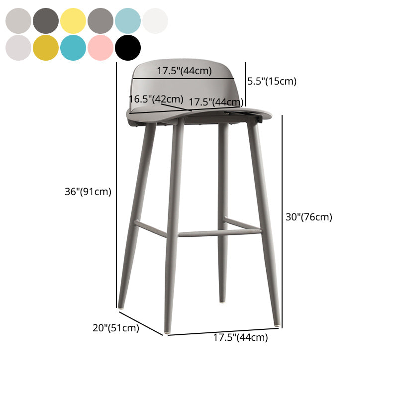 Scandinavian Plastic Counter Stools Low Back Indoor Bar Stools with Metal Footrest Clearhalo 'Bar Furniture' 'Bar Stools' 'bar_stools' 'furn' 'furn_bar_stools' 'furniture_bar_stools' 'Kitchen & Dining Furniture' 'kitchen&dining_furn' 'kitchen' 'kitchen_furn' Furniture' 4392653