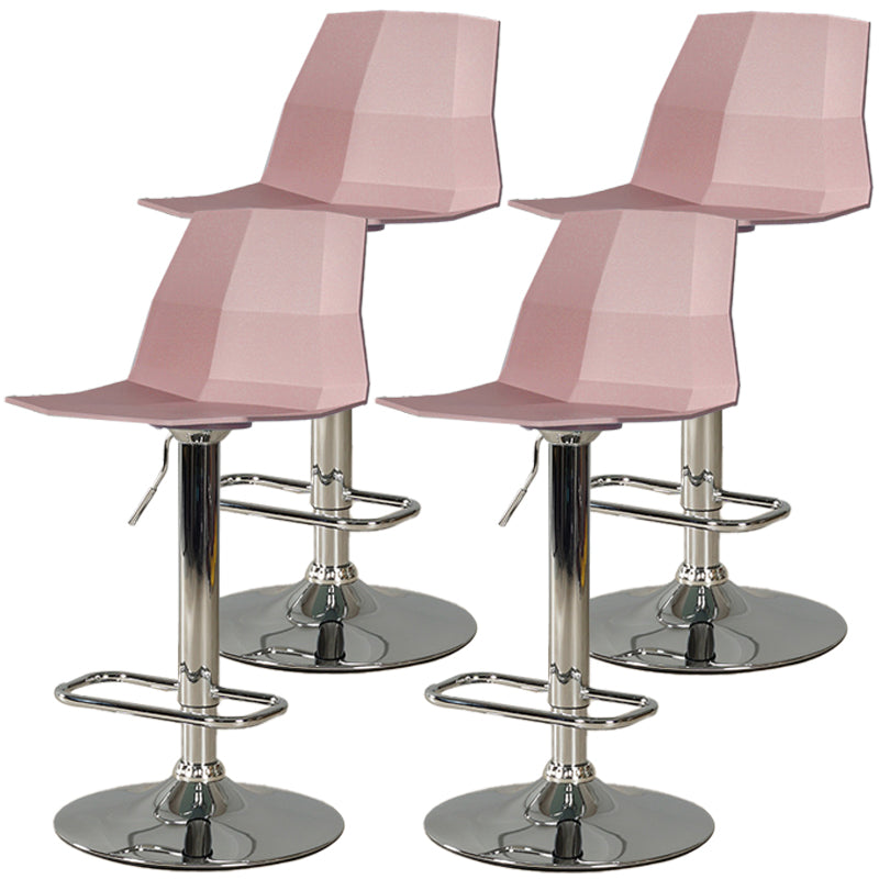 Adjustable Height Swivel Counter Stools Iron Plastic Silver Scandinavian Bar Stools Pink 4 Piece Set Clearhalo 'Bar Furniture' 'Bar Stools' 'bar_stools' 'furn' 'furn_bar_stools' 'furniture_bar_stools' 'Kitchen & Dining Furniture' 'kitchen&dining_furn' 'kitchen' 'kitchen_furn' Furniture' 4392655