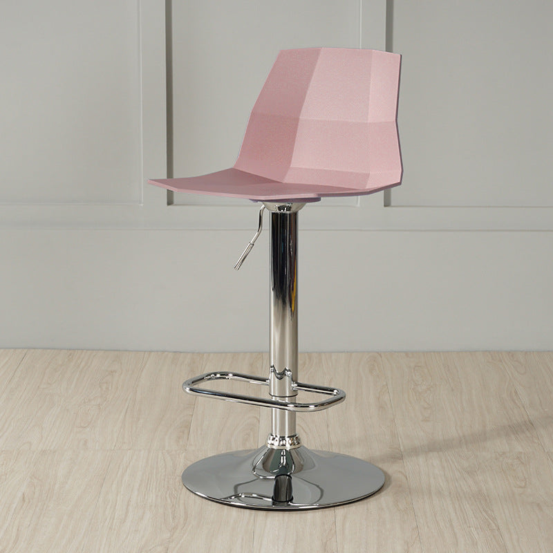 Adjustable Height Swivel Counter Stools Iron Plastic Silver Scandinavian Bar Stools Pink 1 Piece Clearhalo 'Bar Furniture' 'Bar Stools' 'bar_stools' 'furn' 'furn_bar_stools' 'furniture_bar_stools' 'Kitchen & Dining Furniture' 'kitchen&dining_furn' 'kitchen' 'kitchen_furn' Furniture' 4392656