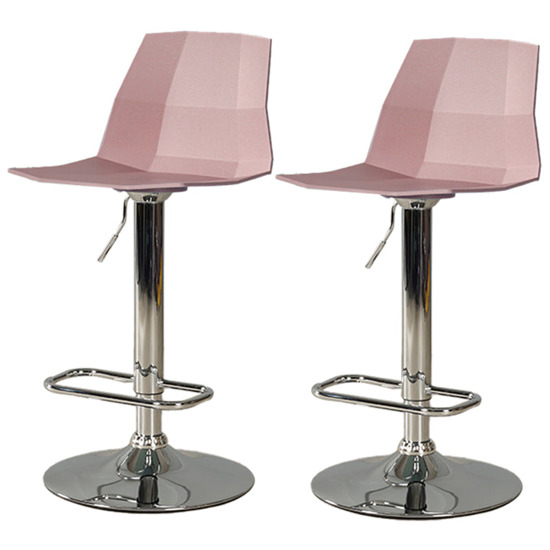 Adjustable Height Swivel Counter Stools Iron Plastic Silver Scandinavian Bar Stools Pink 2 Piece Set Clearhalo 'Bar Furniture' 'Bar Stools' 'bar_stools' 'furn' 'furn_bar_stools' 'furniture_bar_stools' 'Kitchen & Dining Furniture' 'kitchen&dining_furn' 'kitchen' 'kitchen_furn' Furniture' 4392658