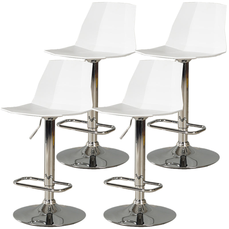 Adjustable Height Swivel Counter Stools Iron Plastic Silver Scandinavian Bar Stools White 4 Piece Set Clearhalo 'Bar Furniture' 'Bar Stools' 'bar_stools' 'furn' 'furn_bar_stools' 'furniture_bar_stools' 'Kitchen & Dining Furniture' 'kitchen&dining_furn' 'kitchen' 'kitchen_furn' Furniture' 4392675
