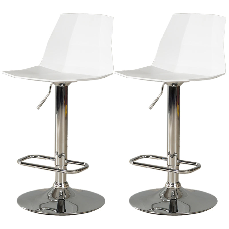 Adjustable Height Swivel Counter Stools Iron Plastic Silver Scandinavian Bar Stools White 2 Piece Set Clearhalo 'Bar Furniture' 'Bar Stools' 'bar_stools' 'furn' 'furn_bar_stools' 'furniture_bar_stools' 'Kitchen & Dining Furniture' 'kitchen&dining_furn' 'kitchen' 'kitchen_furn' Furniture' 4392677