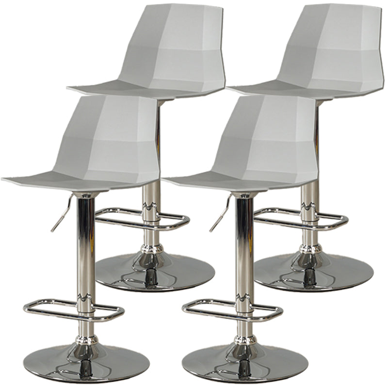 Adjustable Height Swivel Counter Stools Iron Plastic Silver Scandinavian Bar Stools Grey 4 Piece Set Clearhalo 'Bar Furniture' 'Bar Stools' 'bar_stools' 'furn' 'furn_bar_stools' 'furniture_bar_stools' 'Kitchen & Dining Furniture' 'kitchen&dining_furn' 'kitchen' 'kitchen_furn' Furniture' 4392678
