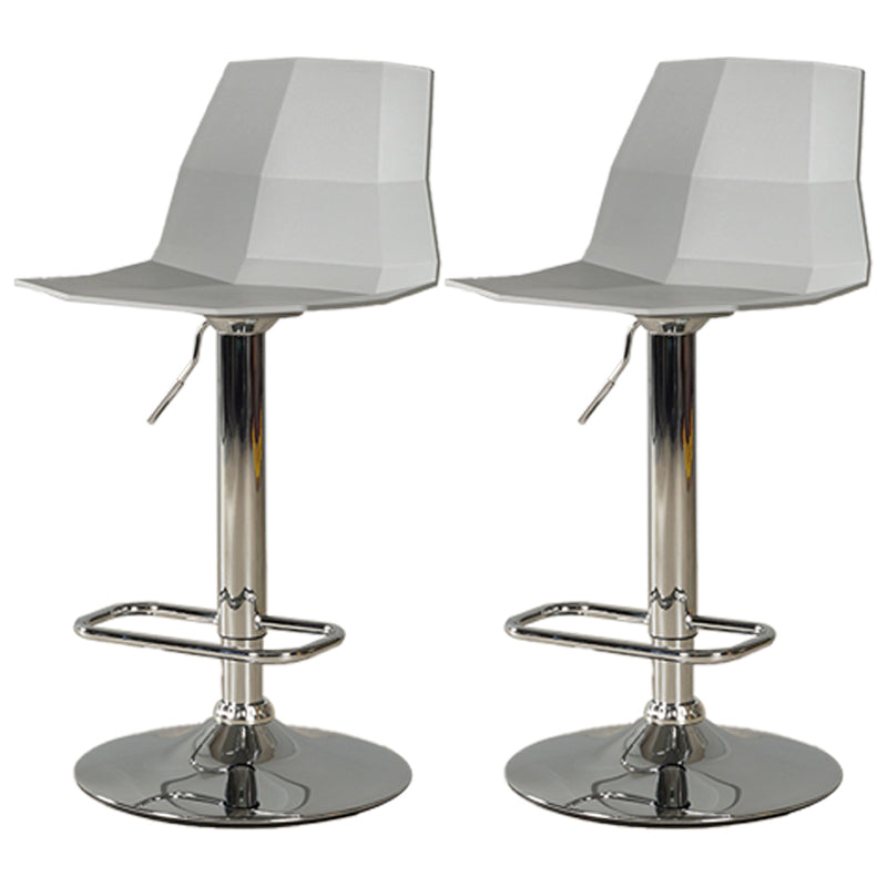 Adjustable Height Swivel Counter Stools Iron Plastic Silver Scandinavian Bar Stools Grey 2 Piece Set Clearhalo 'Bar Furniture' 'Bar Stools' 'bar_stools' 'furn' 'furn_bar_stools' 'furniture_bar_stools' 'Kitchen & Dining Furniture' 'kitchen&dining_furn' 'kitchen' 'kitchen_furn' Furniture' 4392680