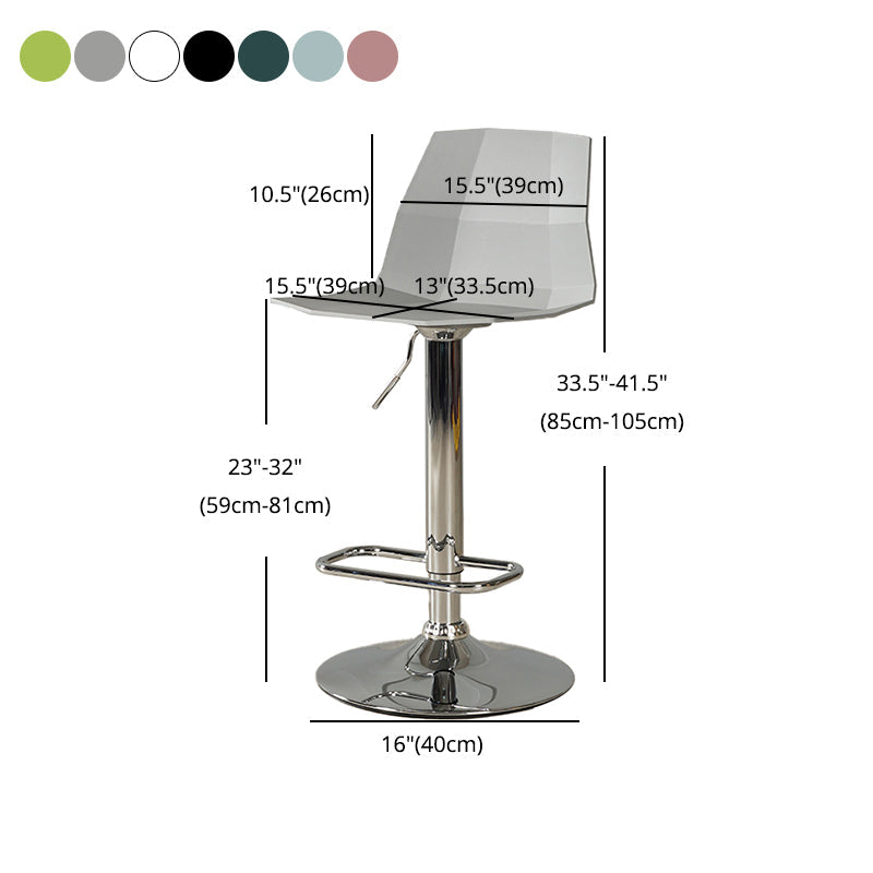 Adjustable Height Swivel Counter Stools Iron Plastic Silver Scandinavian Bar Stools Clearhalo 'Bar Furniture' 'Bar Stools' 'bar_stools' 'furn' 'furn_bar_stools' 'furniture_bar_stools' 'Kitchen & Dining Furniture' 'kitchen&dining_furn' 'kitchen' 'kitchen_furn' Furniture' 4392684