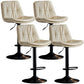 Adjustable Height Metal Leather Counter Stools Swivel Scandinavian Bar Stools Black Beige 4 Piece Set Clearhalo 'Bar Furniture' 'Bar Stools' 'bar_stools' 'furn' 'furn_bar_stools' 'furniture_bar_stools' 'Kitchen & Dining Furniture' 'kitchen&dining_furn' 'kitchen' 'kitchen_furn' Furniture' 4392686
