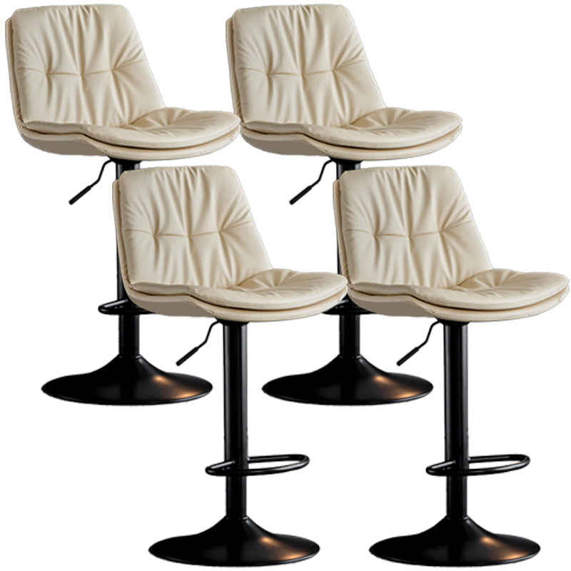Adjustable Height Metal Leather Counter Stools Swivel Scandinavian Bar Stools Black Beige 4 Piece Set Clearhalo 'Bar Furniture' 'Bar Stools' 'bar_stools' 'furn' 'furn_bar_stools' 'furniture_bar_stools' 'Kitchen & Dining Furniture' 'kitchen&dining_furn' 'kitchen' 'kitchen_furn' Furniture' 4392686