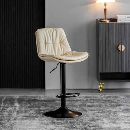 Adjustable Height Metal Leather Counter Stools Swivel Scandinavian Bar Stools Black Beige 1 Piece Clearhalo 'Bar Furniture' 'Bar Stools' 'bar_stools' 'furn' 'furn_bar_stools' 'furniture_bar_stools' 'Kitchen & Dining Furniture' 'kitchen&dining_furn' 'kitchen' 'kitchen_furn' Furniture' 4392687