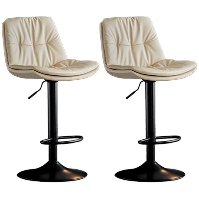 Adjustable Height Metal Leather Counter Stools Swivel Scandinavian Bar Stools Black Beige 2 Piece Set Clearhalo 'Bar Furniture' 'Bar Stools' 'bar_stools' 'furn' 'furn_bar_stools' 'furniture_bar_stools' 'Kitchen & Dining Furniture' 'kitchen&dining_furn' 'kitchen' 'kitchen_furn' Furniture' 4392689
