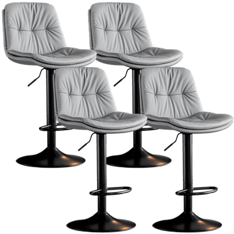 Adjustable Height Metal Leather Counter Stools Swivel Scandinavian Bar Stools Black Gray 4 Piece Set Clearhalo 'Bar Furniture' 'Bar Stools' 'bar_stools' 'furn' 'furn_bar_stools' 'furniture_bar_stools' 'Kitchen & Dining Furniture' 'kitchen&dining_furn' 'kitchen' 'kitchen_furn' Furniture' 4392691