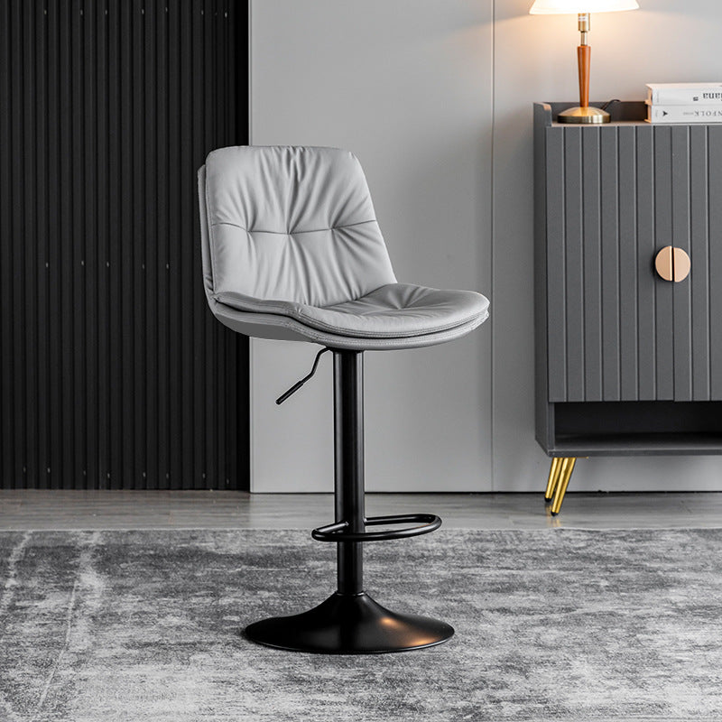 Adjustable Height Metal Leather Counter Stools Swivel Scandinavian Bar Stools Black Gray 1 Piece Clearhalo 'Bar Furniture' 'Bar Stools' 'bar_stools' 'furn' 'furn_bar_stools' 'furniture_bar_stools' 'Kitchen & Dining Furniture' 'kitchen&dining_furn' 'kitchen' 'kitchen_furn' Furniture' 4392693