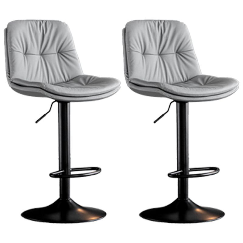 Adjustable Height Metal Leather Counter Stools Swivel Scandinavian Bar Stools Black Gray 2 Piece Set Clearhalo 'Bar Furniture' 'Bar Stools' 'bar_stools' 'furn' 'furn_bar_stools' 'furniture_bar_stools' 'Kitchen & Dining Furniture' 'kitchen&dining_furn' 'kitchen' 'kitchen_furn' Furniture' 4392695