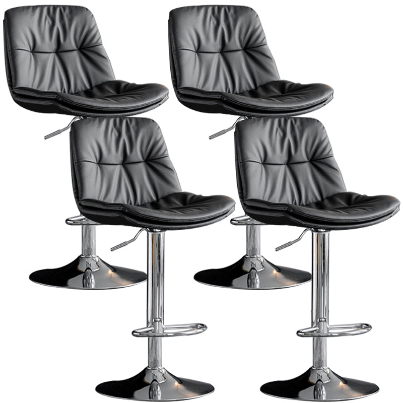 Adjustable Height Metal Leather Counter Stools Swivel Scandinavian Bar Stools Chrome Dark Gray 4 Piece Set Clearhalo 'Bar Furniture' 'Bar Stools' 'bar_stools' 'furn' 'furn_bar_stools' 'furniture_bar_stools' 'Kitchen & Dining Furniture' 'kitchen&dining_furn' 'kitchen' 'kitchen_furn' Furniture' 4392697