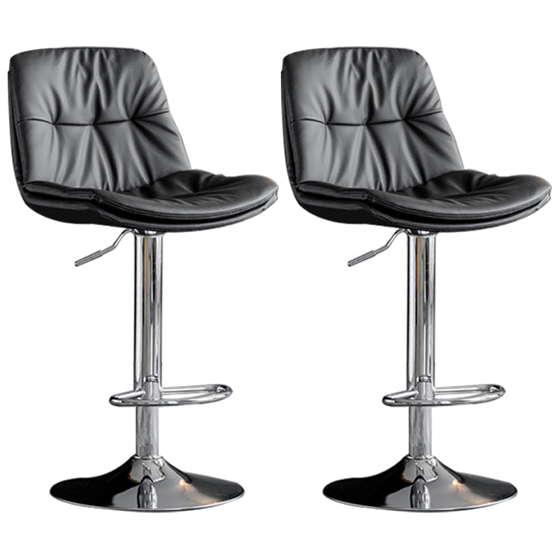 Adjustable Height Metal Leather Counter Stools Swivel Scandinavian Bar Stools Chrome Dark Gray 2 Piece Set Clearhalo 'Bar Furniture' 'Bar Stools' 'bar_stools' 'furn' 'furn_bar_stools' 'furniture_bar_stools' 'Kitchen & Dining Furniture' 'kitchen&dining_furn' 'kitchen' 'kitchen_furn' Furniture' 4392702