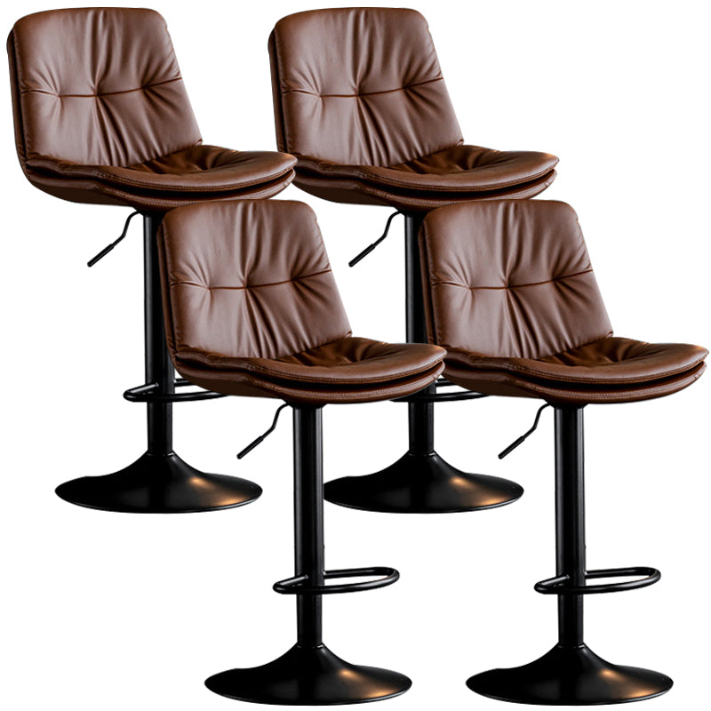 Adjustable Height Metal Leather Counter Stools Swivel Scandinavian Bar Stools Black Brown 4 Piece Set Clearhalo 'Bar Furniture' 'Bar Stools' 'bar_stools' 'furn' 'furn_bar_stools' 'furniture_bar_stools' 'Kitchen & Dining Furniture' 'kitchen&dining_furn' 'kitchen' 'kitchen_furn' Furniture' 4392704